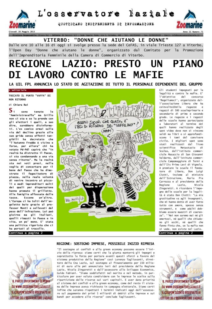 L'osservatore d'Italia edizione del 30 Maggio 2013